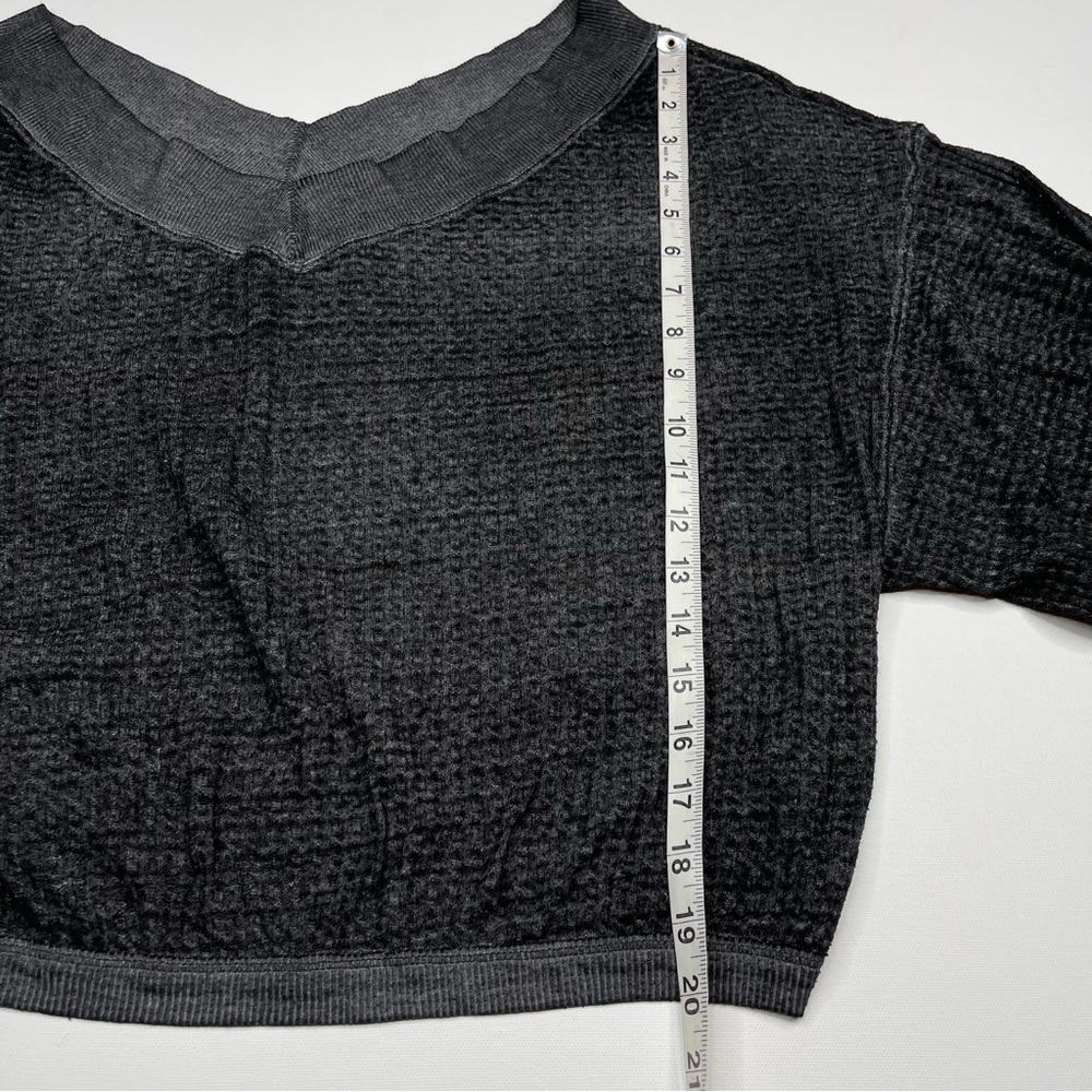 We the Free South Side Thermal Sweatshirt Waffle Black Festival Boho Burnout - Picture 10 of 13